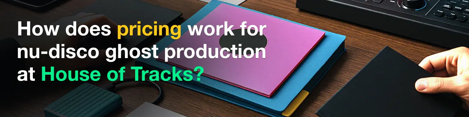 House of Tracks blog banner for How does pricing work for nu-disco ghost production at House of Tracks?